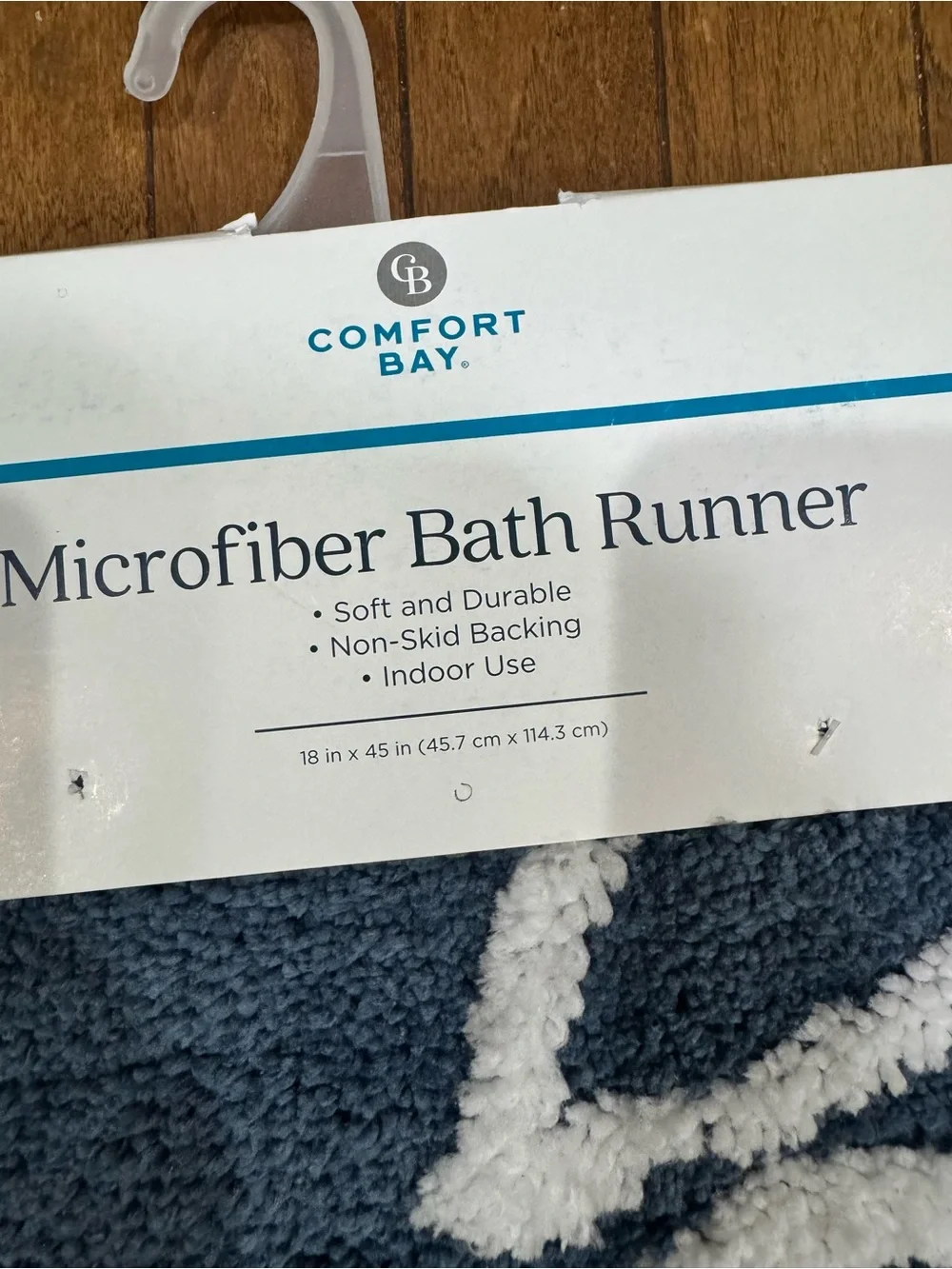 Comfort Bay Microfiber Bath Rug and Bath Runner Set - Navy Blue and White New!